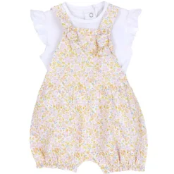 Completi|Chicco Completo Maglietta Con Salopette Corta Fantasia Fiorellini
