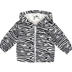 Giacche|Chicco Giubbino Con Volant E Fantasia All Over Zebrata- Poliestere Riciclato Bianco E Nero