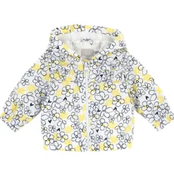 Giacche|Chicco Giubbino Con Volant E Fantasia All Over Con Fiorellini- Poliestere Riciclato Bianco E Giallo