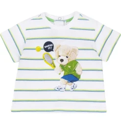 T-Shirt|Chicco Maglietta Manica Corta A Righe Bianco E Verde