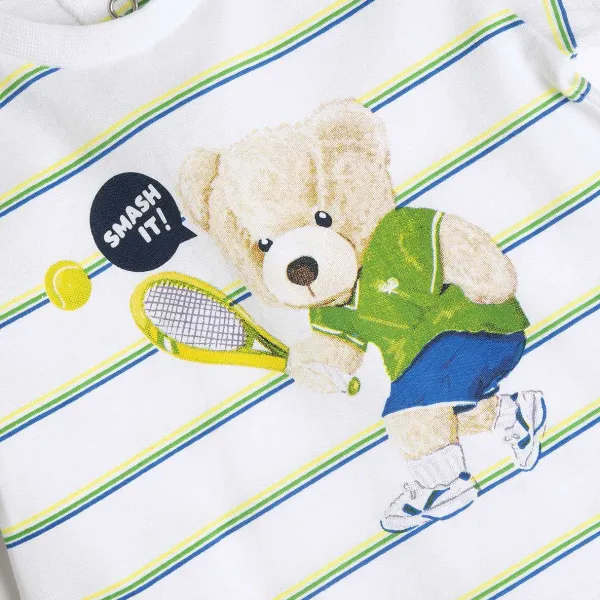 T-Shirt|Chicco Maglietta Manica Corta A Righe Bianco E Verde