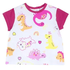 T-Shirt|Chicco Maglietta Manica Corta Stampa Fantasia Bianco E Rosa
