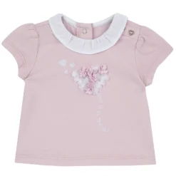 T-Shirt|Chicco Maglietta Rosa Con Ricamo E Applicazioni