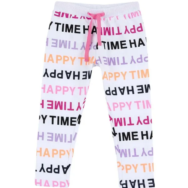 Pantaloni|Chicco Pantaloni Di Felpa Con Stampa Allover Bianco E Rosa