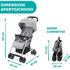 Passeggini|Chicco Passeggino Ohlal 3 Grey Mist