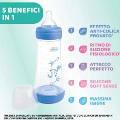 Biberon|Chicco Perfect 5 Biberon 300 Ml - Flusso Veloce Azzurro