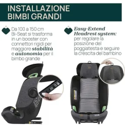 Seggiolini Auto Neonato|Chicco Seggiolino Auto Bi-Seat Air & Full 360 I-Size Base (40-150 Cm) Black Air
