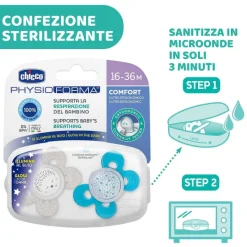Succhietti Physioforma|Chicco Succhietto Physioforma® Comfort 16-36M (2 Pcs) Silicone Hedgehog And Stars